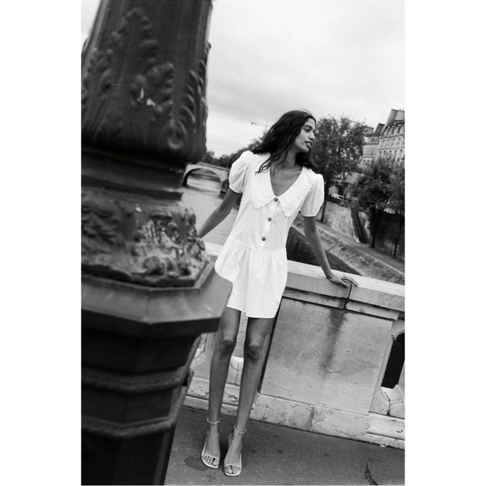Zara White Mini Dress with Peter Pan Collar